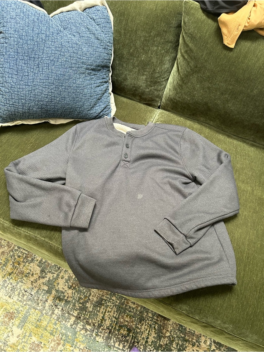 Men's Long-Sleeve Henley Shirt in Charcoal Gray BEST OFFER**